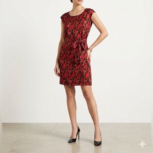🔥 MUST HAVE! 😱ONLY $10 🛑PRICE FIRM 🛑 Retro Red Geometric Print Tie Waist Dress❤️